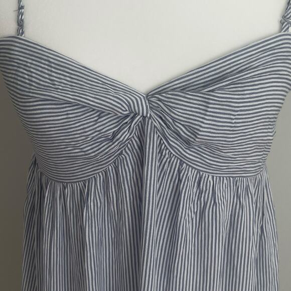 Nautical Pinstriped Sweetheart Twist Neckline Midi Dress Sz M  Blue & White - Picture 8 of 10